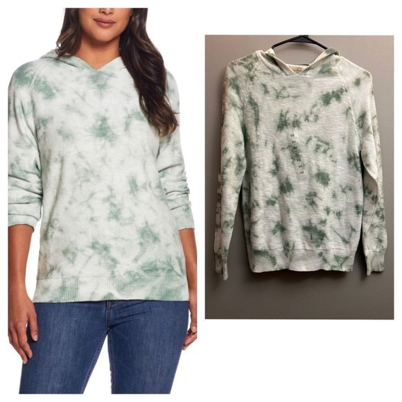 Weatherproof Sweaters - Weatherproof Watercolor Slub Hoodie in Seaspray Tie Dye Sweater Sz XS, NWT